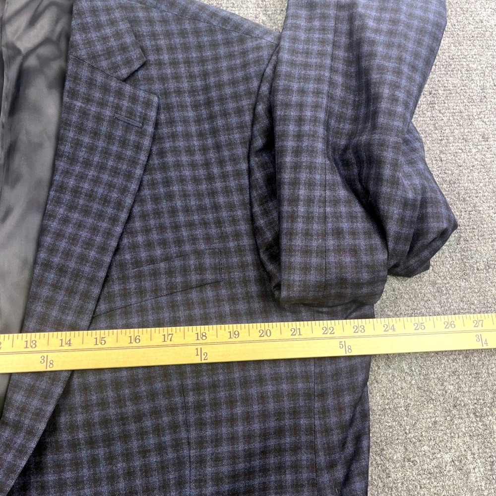 Peter Millar Mens 44L Wool Cashmere Blazer Sport Coat Navy Blue Gingham Check - Picture 7 of 8